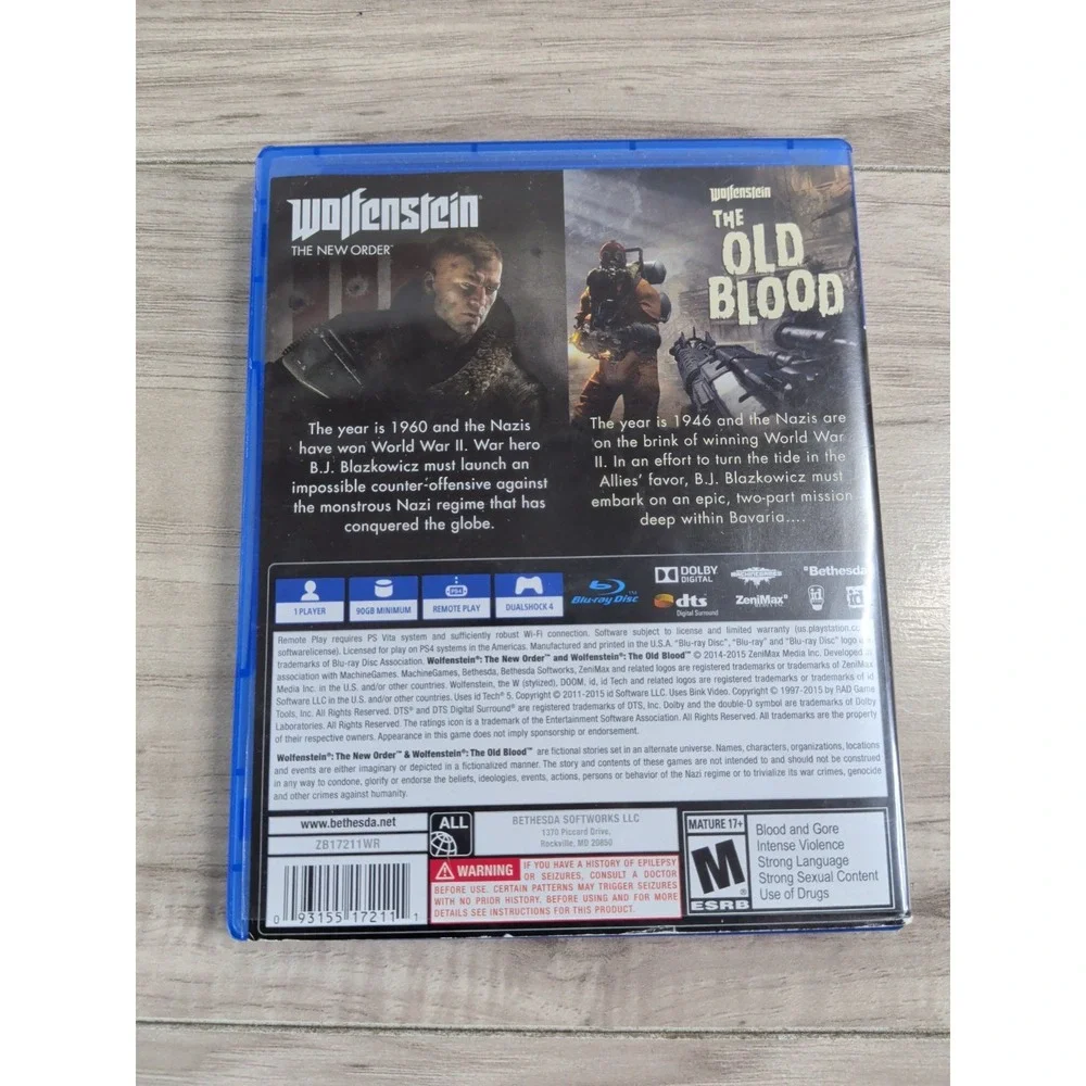Wolfenstein The New Order + Old Blood (Sony PlayStation 4) - 2 Disc PS4